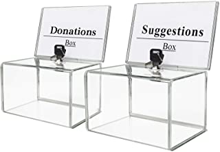 Clear Acrylic Locking Tip Jar Donation Collection Ballot Lockable Boxes